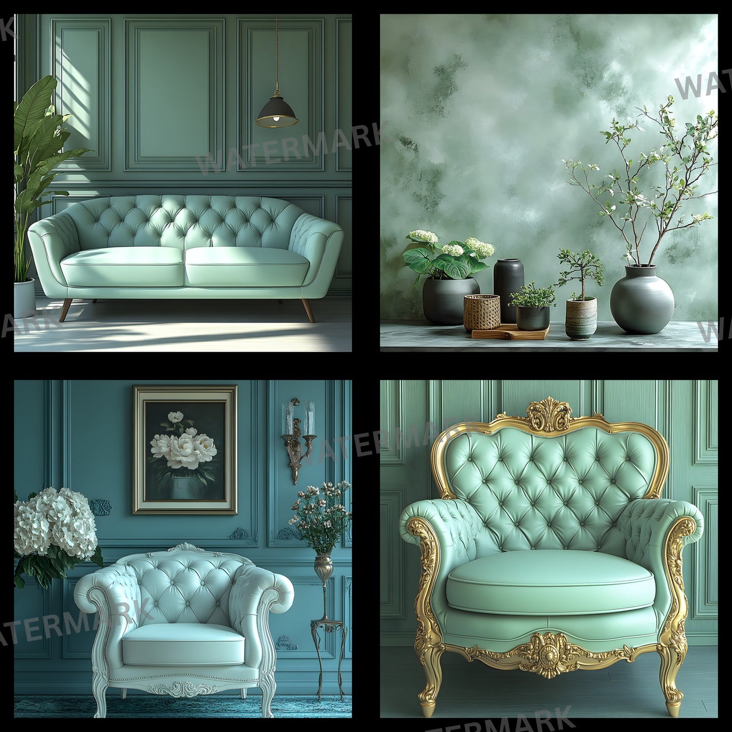 Pastel Green Photography Backdrop, Serene Square Digital Background for Portrait, Newborn, and Product Photography, Soft Hues, Dreamy Photo Booth Prop