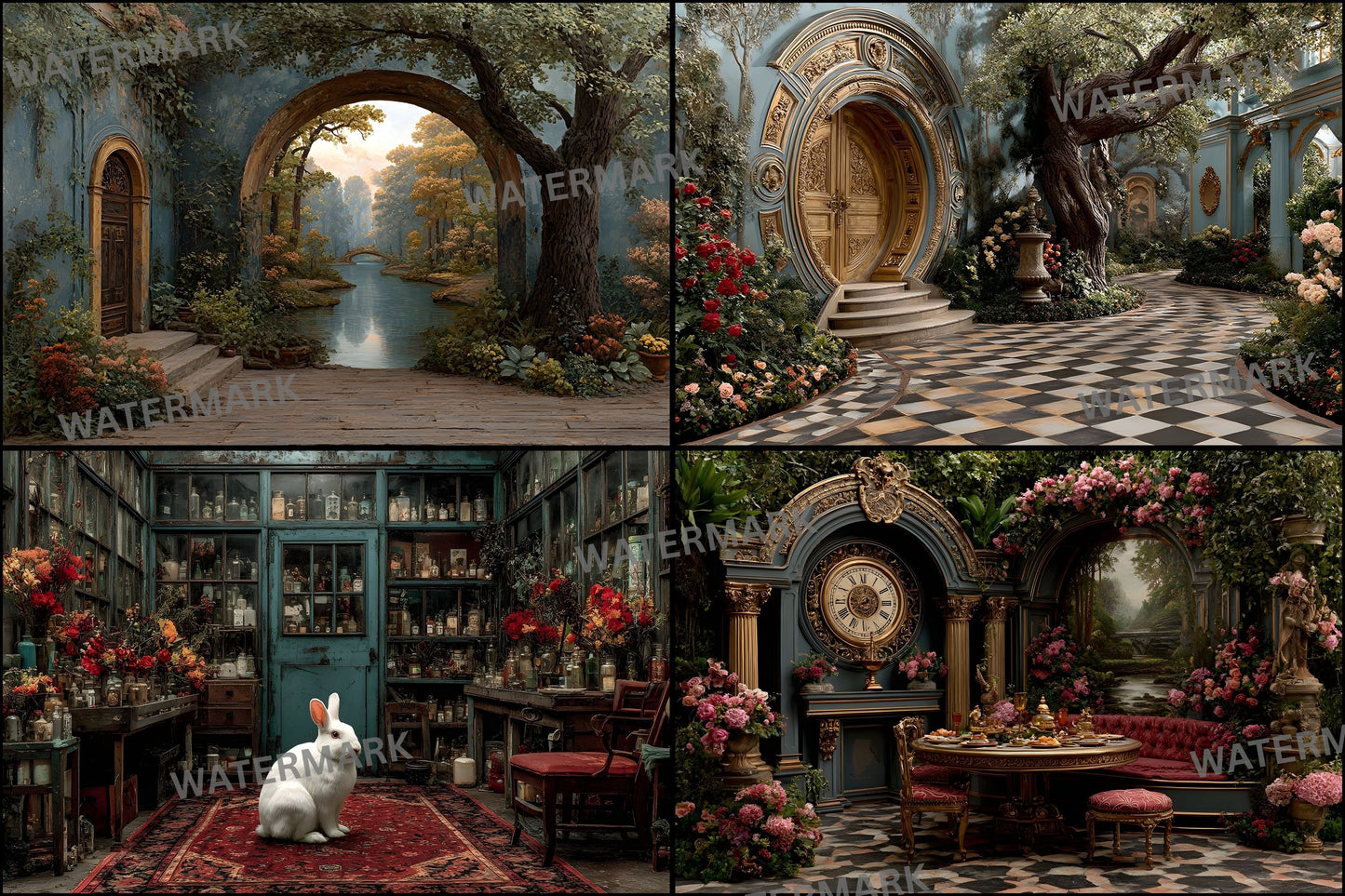 Alice in Wonderland Backdrop, Rabbit Hole Digital Background for Fantasy Photography, Storybook Theme, Photo Prop, Whimsical Party Decor