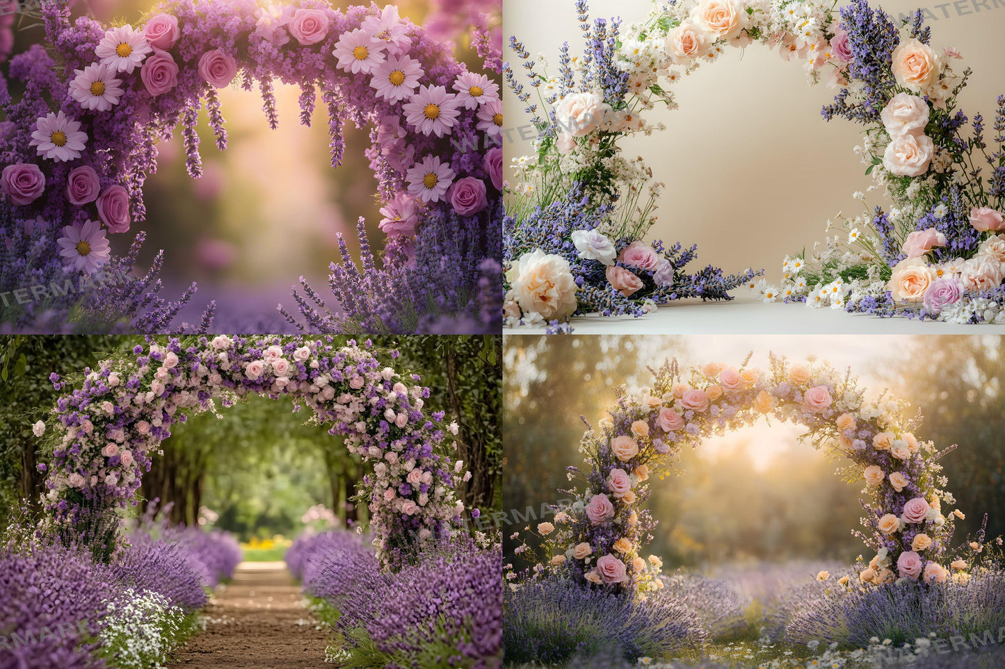Wildflower Archway Photography Backdrop - Romantic Floral Digital Background for Weddings, Events & Spring Photoshoots