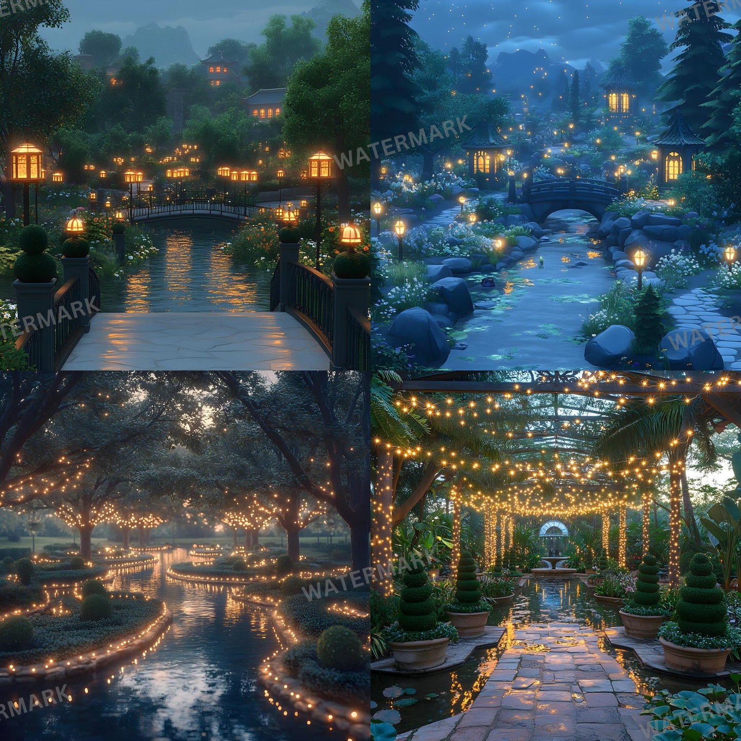 Enchanted Garden Backdrops - Magical Digital Backgrounds for Photography, Photoshop Overlays & Floral Designs