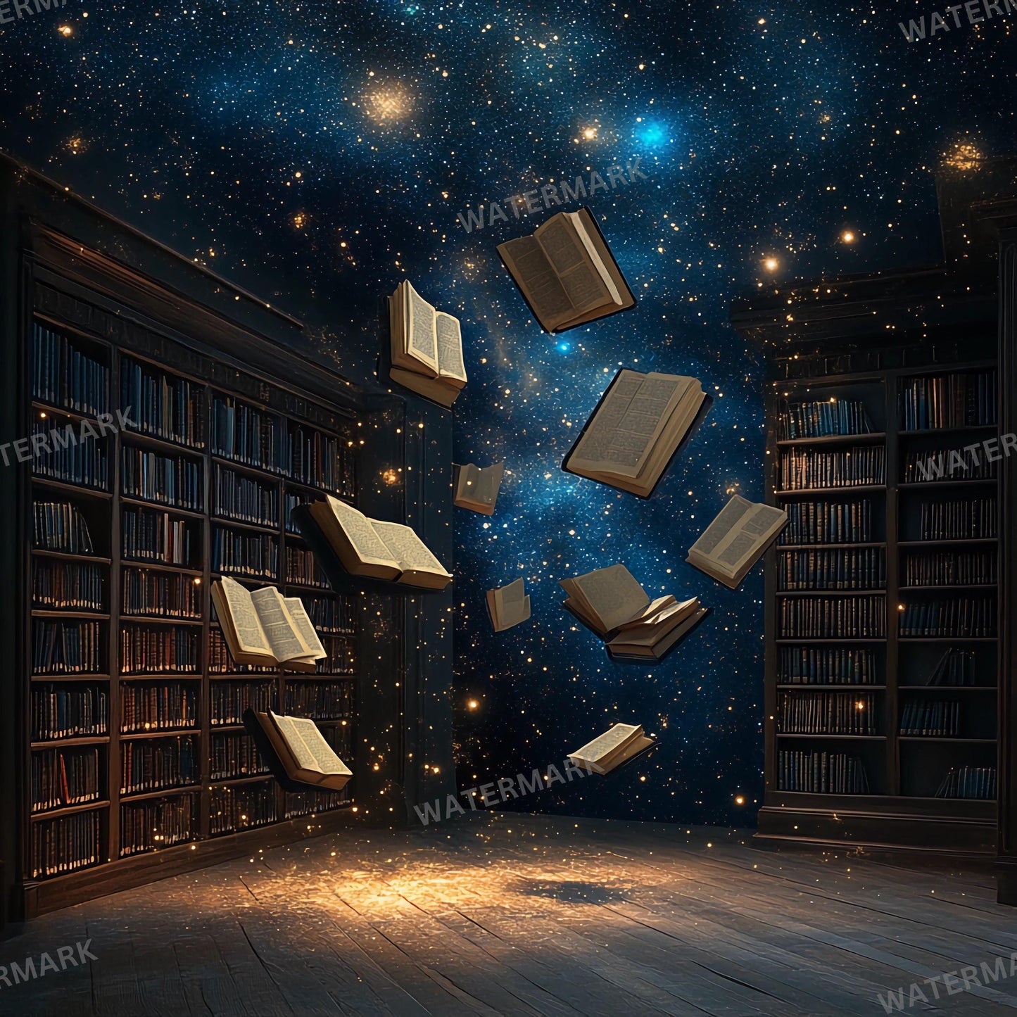 Cosmic Library Backdrop - Set of 9 Digital Backgrounds and Photoshop Overlays for Portraits, Fantasy, Magical, Wizarding School Backdrops