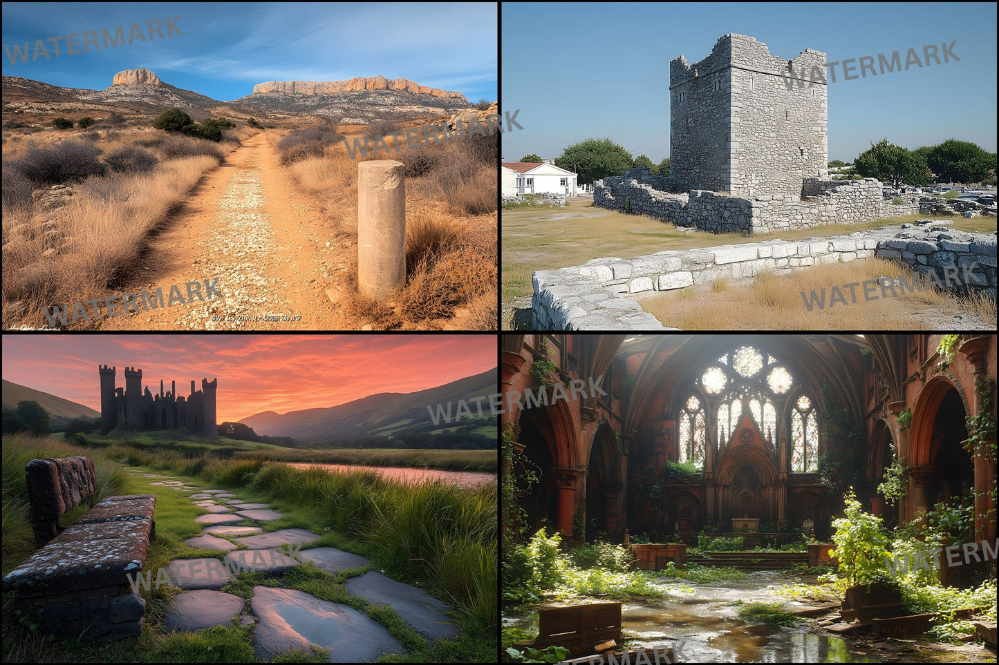 Abandoned Castle Ruins Digital Backdrop, European Photography Background, Fantasy Photo Composite, Fairytale Scene, Instant Download