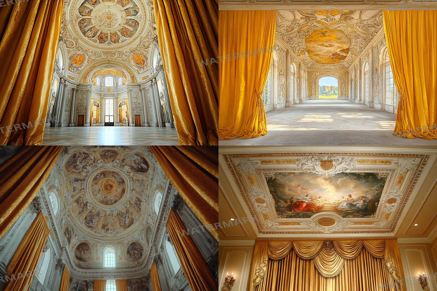 Baroque Regal Fresco Backdrops, Digital Renaissance Backgrounds, Grand Hall Photography Props, Printable Ornate Wallpapers, Royal Palace