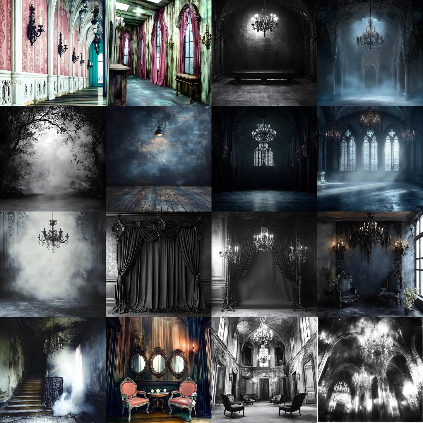 Gothic Digital Backdrops | Dramatic Photoshop Overlays for Dark Photography, Fine Art Portraits & Halloween Themes, Gothic Backgrounds
