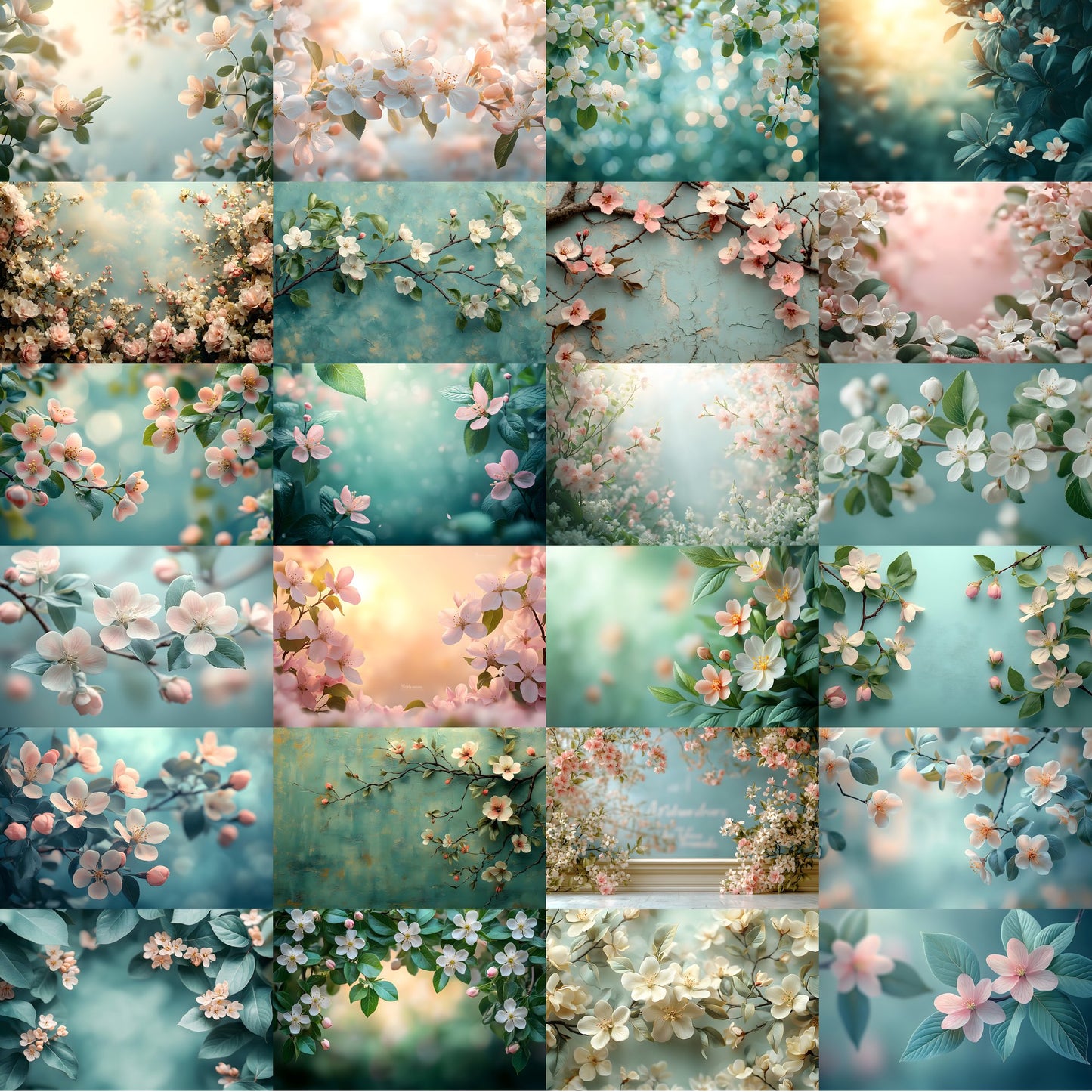 Spring Blossom Leaves Digital Backdrop, Nature Photography Background, Floral Photo Prop High-Res Image for Composites