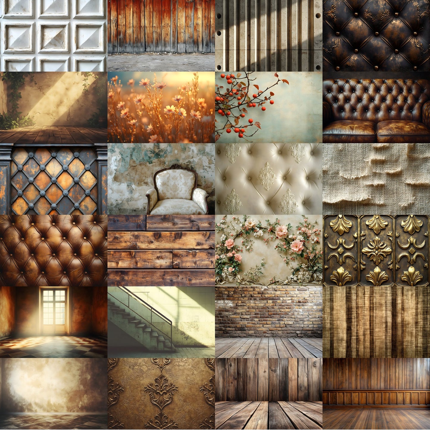 Brown Vintage Textured Wall Digital Backdrop, Photography Background for Portrait, Rustic Photo Booth, High-Resolution Images