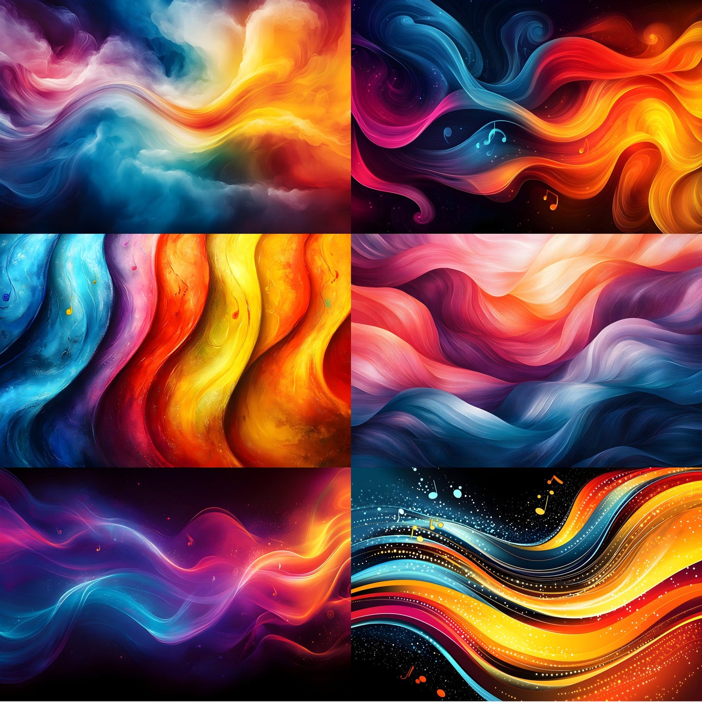 Abstract Music Note Digital Backdrop, Colorful Pattern Background for Musicians, Composers, Photography, Themed Virtual Studio