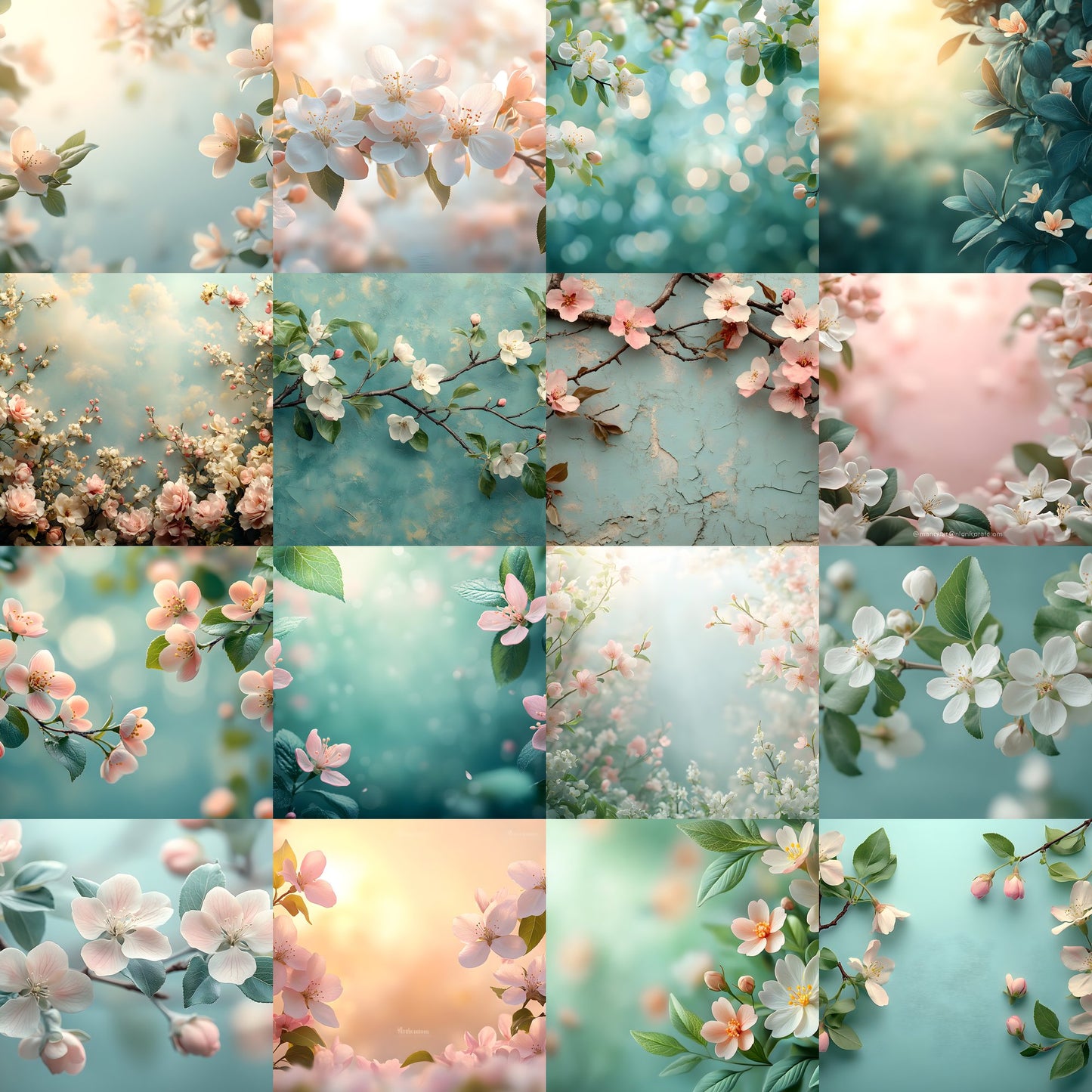 Spring Blossom Leaves Digital Backdrop, Nature Photography Background, Floral Photo Prop High-Res Image for Composites