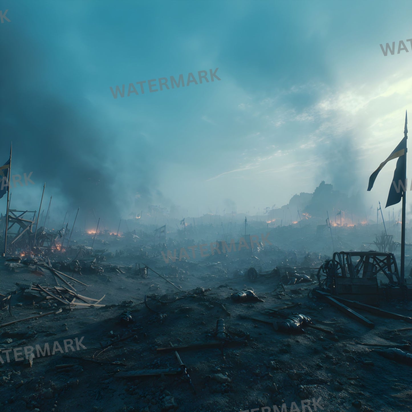 Battlefield Digital Backdrop, War Zone Background, Apocalypse Photography Prop, Military Aftermath Square Image, Dramatic Photo Booth, Post-Apocalyptic Scene
