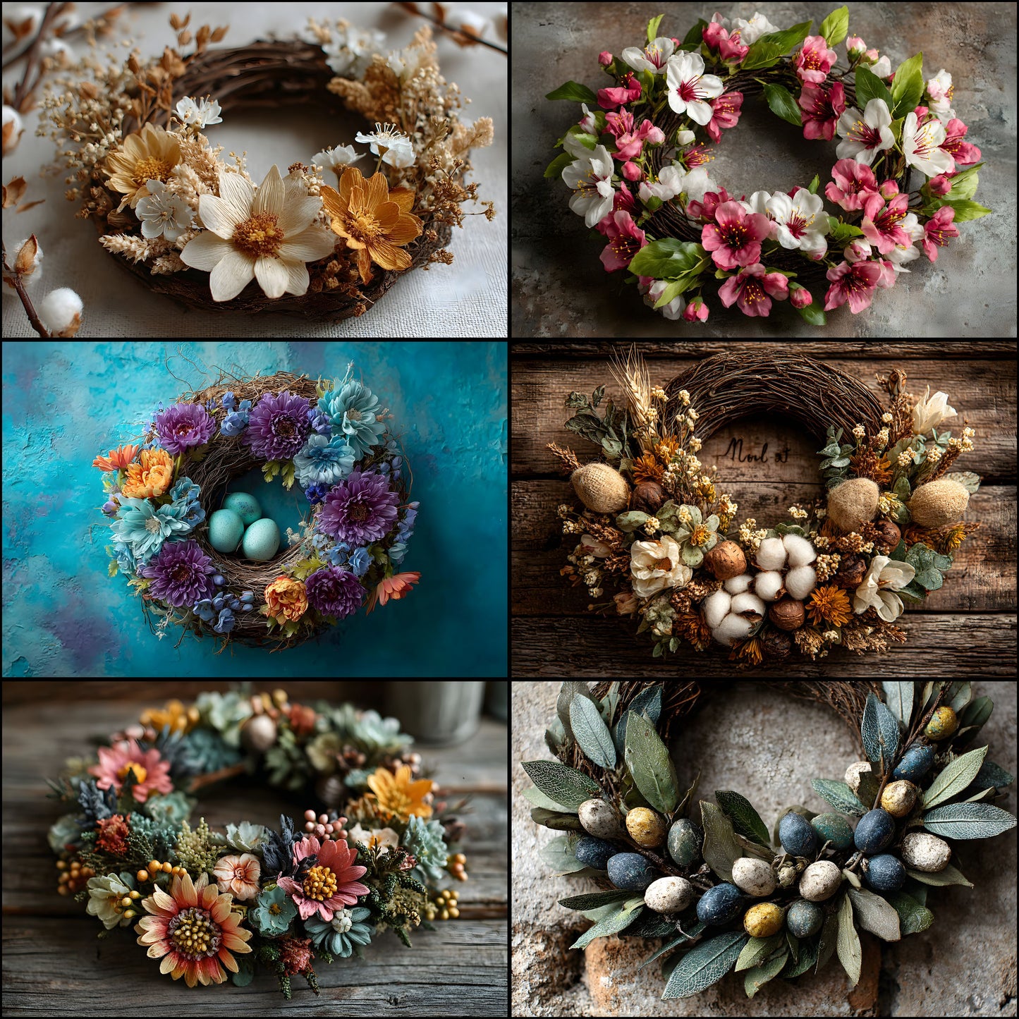 Newborn Digital Backdrop Floral Wreath, Baby Photography Background, Flower Circle Prop, Photo Overlay, Infant Composite Art, Girl Boy