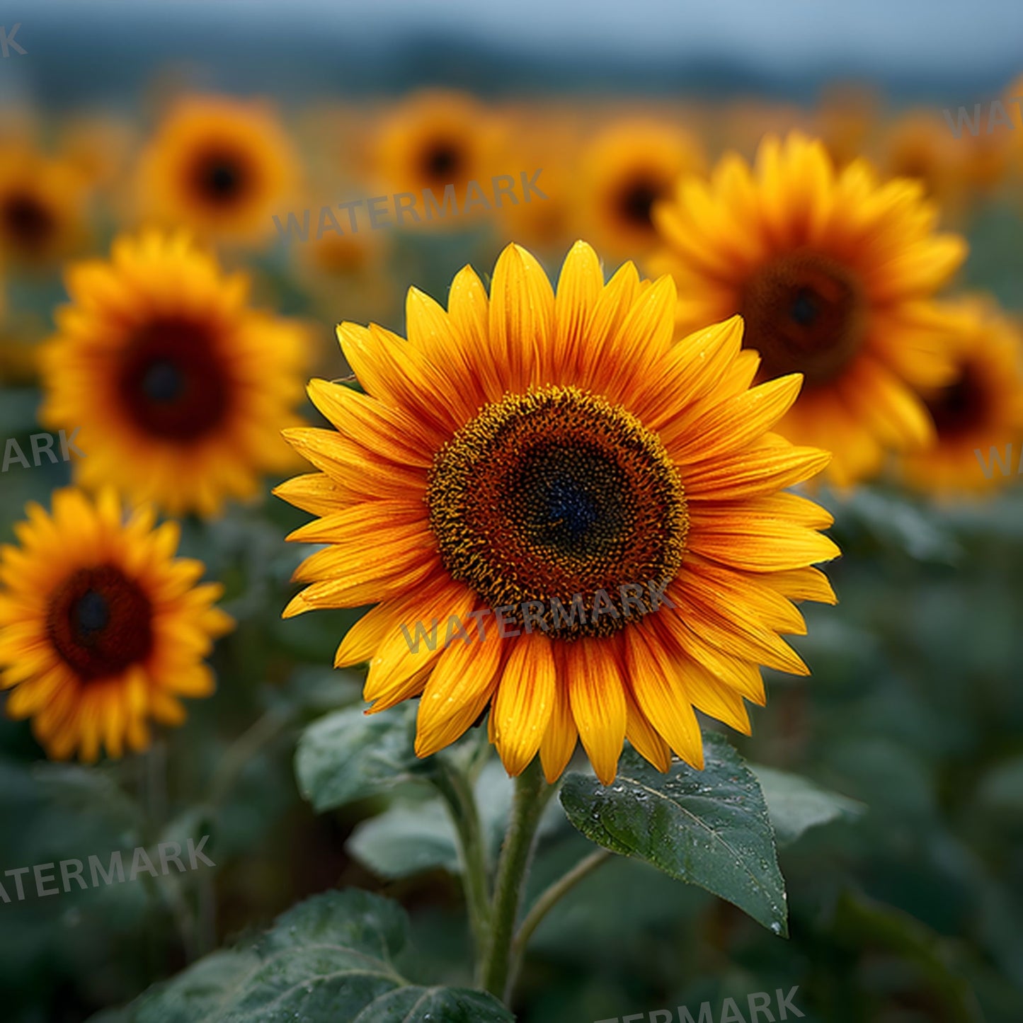 Sunflower Field Photography Backdrop, Digital Background for Spring, Summer Photo Shoots, Square High-Resolution Image Download