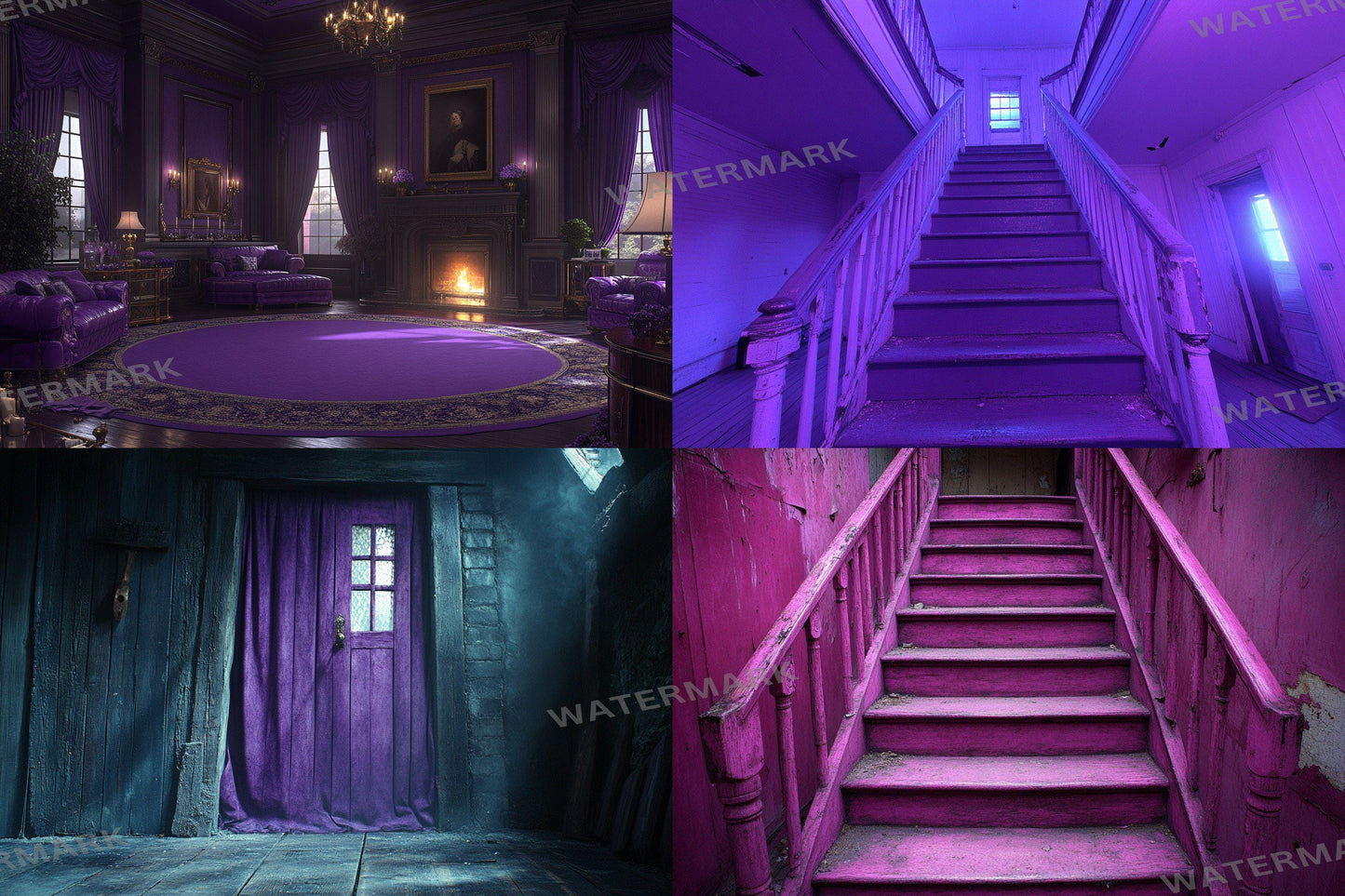 Deep purple textured digital backdrops for portrait photography, grunge PNG overlays, studio photo backgrounds, moody composite editing