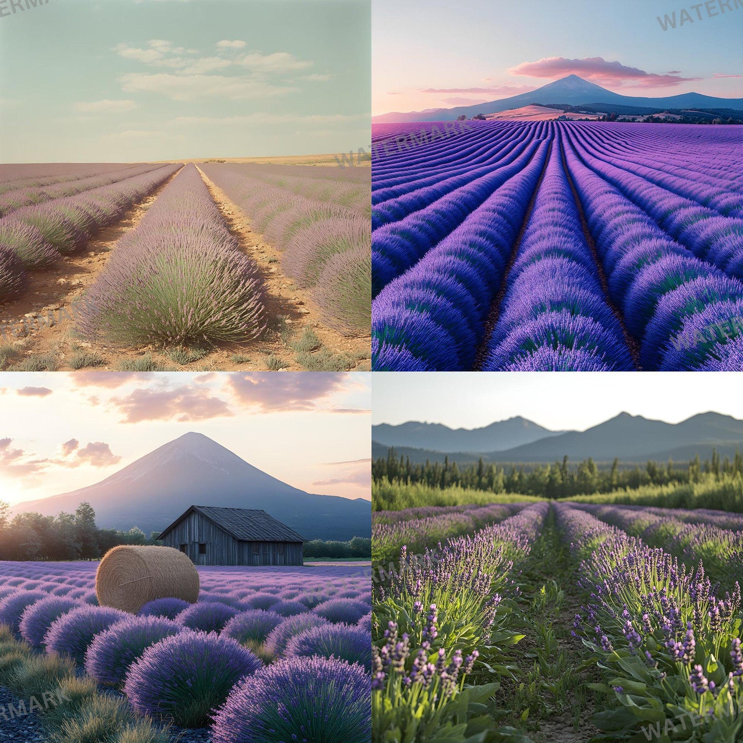 Lavender Field Backdrops - Digital Floral Background, Photography, Photoshop Overlays, Portraits, Products, Maternity & Wedding Backdrops
