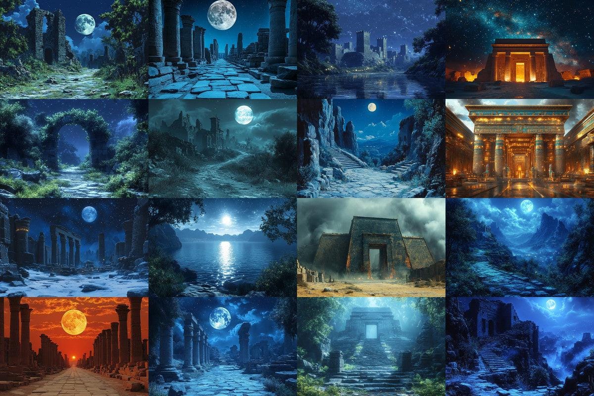 Ancient Egyptian Night Backdrops - Warm Aesthetic Photo Editing Overlays for Digital Art 00x00px Commercial Use Allowed