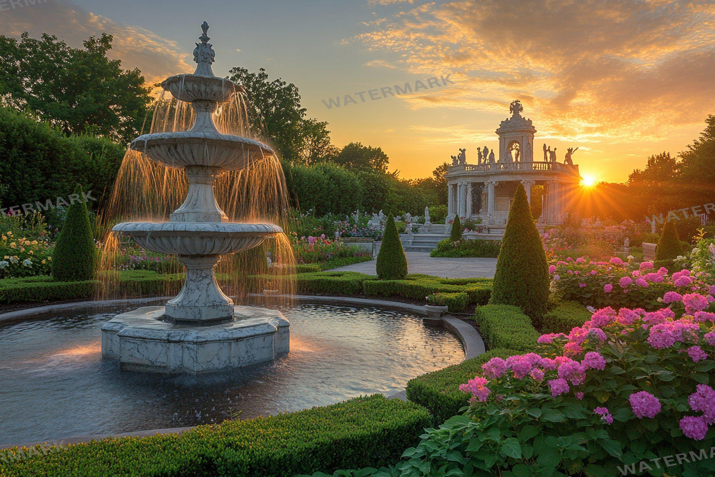 Baroque Garden Digital Backdrop - Elegant Photography Background - Ornate Garden Overlay - Classic Photo Composites