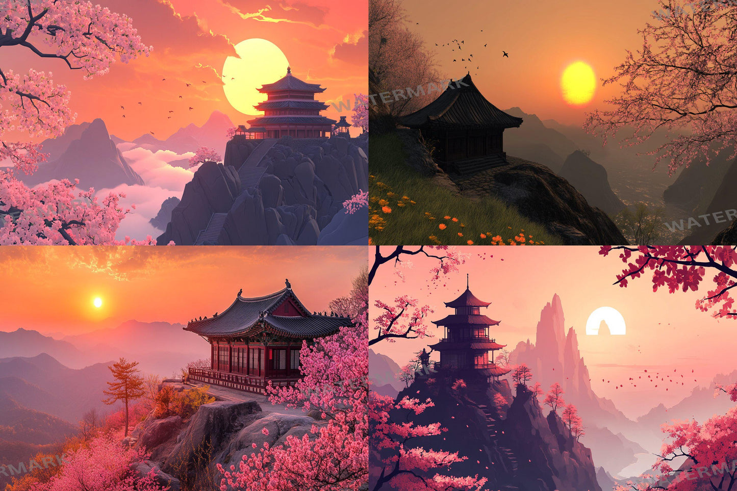 Ancient Dojo digital backdrop, 16:9 ratio. Serene training ground with traditional architecture, perfect for streaming backgrounds