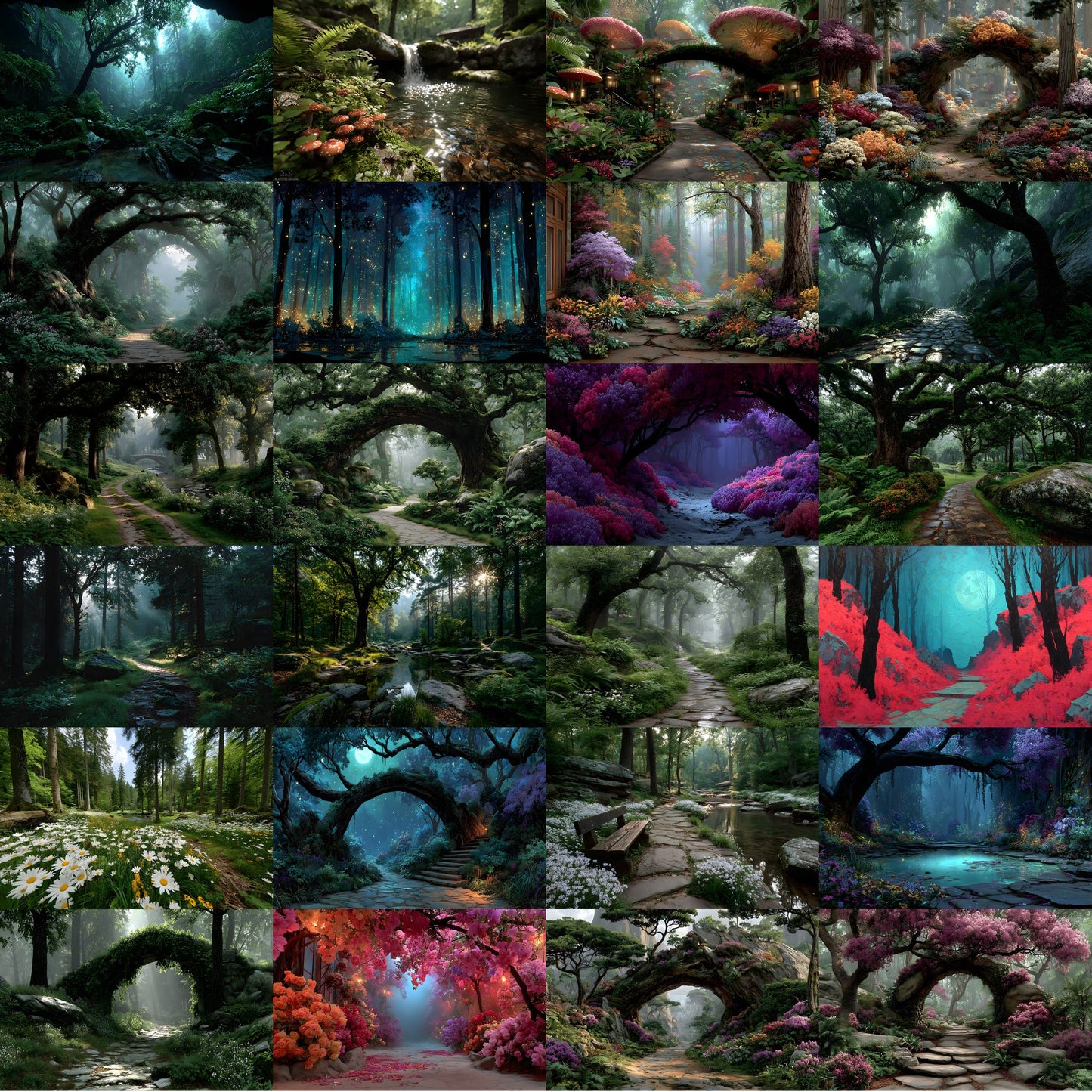 Alice in Wonderland Backdrop Set, Enchanted Forest Backgrounds, Magical Photography, Digital Download for Fantasy Storytelling