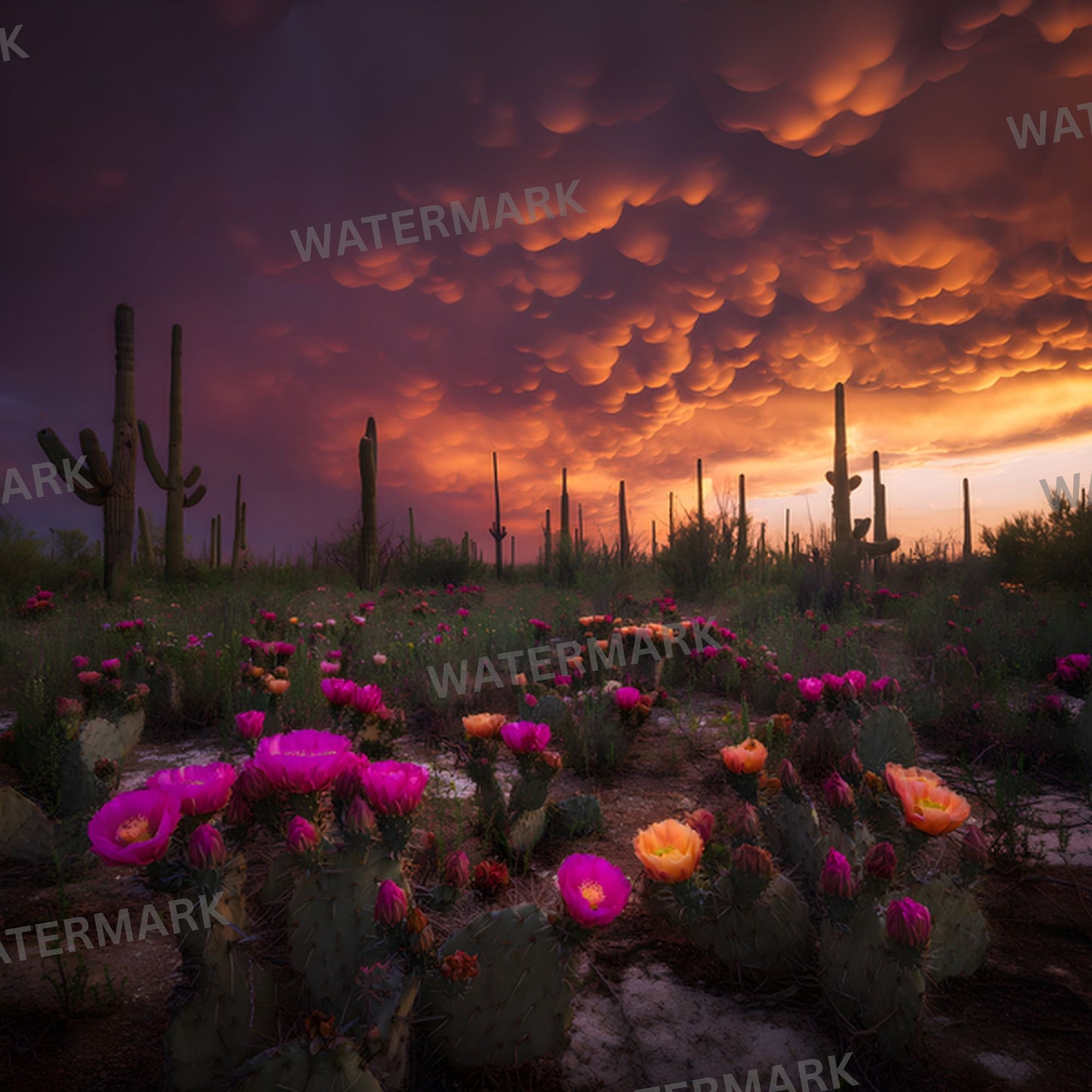 Arizona Desert Photography Backdrop, Southwestern Bloom Digital Background, Photo Booth Prop, Online Meeting Virtual Background
