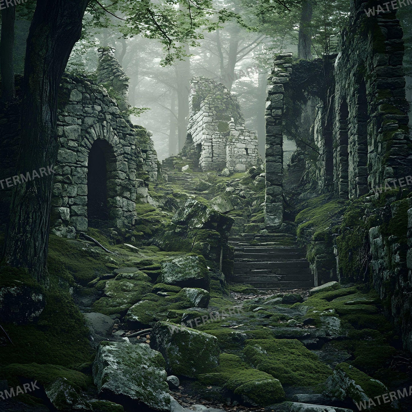 Ancient Forest Digital Photo Backdrops for Master Overlays Composites Portrait Backgrounds 96x96px Square for Creative Photography Use