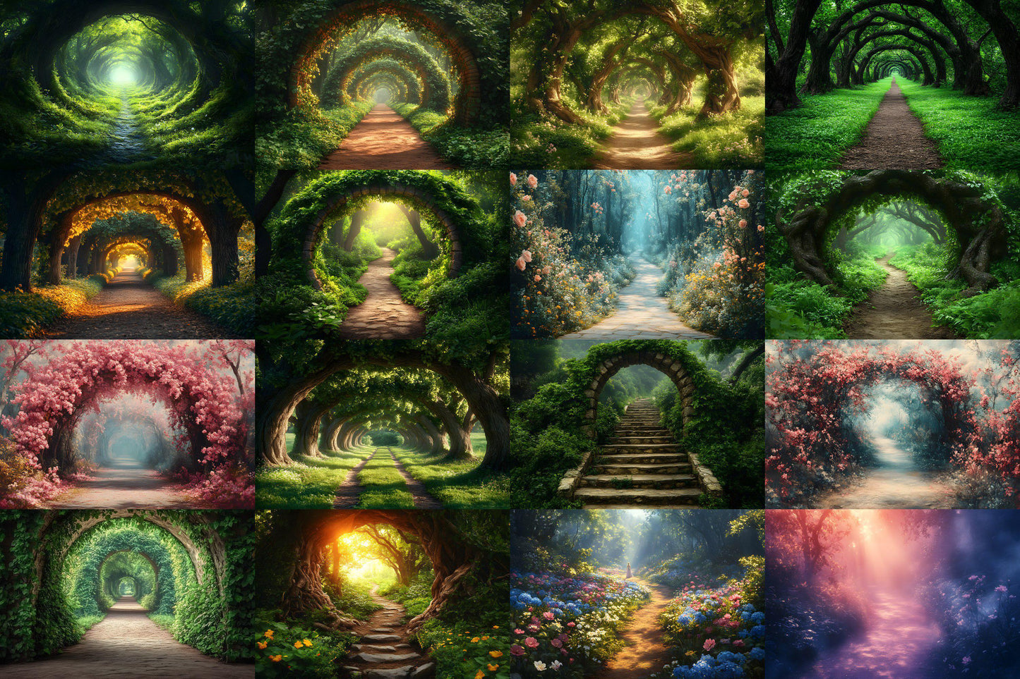 Enchanted Forest Backdrops for Photography ��������� Magical Digital Portraits Backgrounds, Magic Woodland, Lush Green Tree & Floral Backdrops