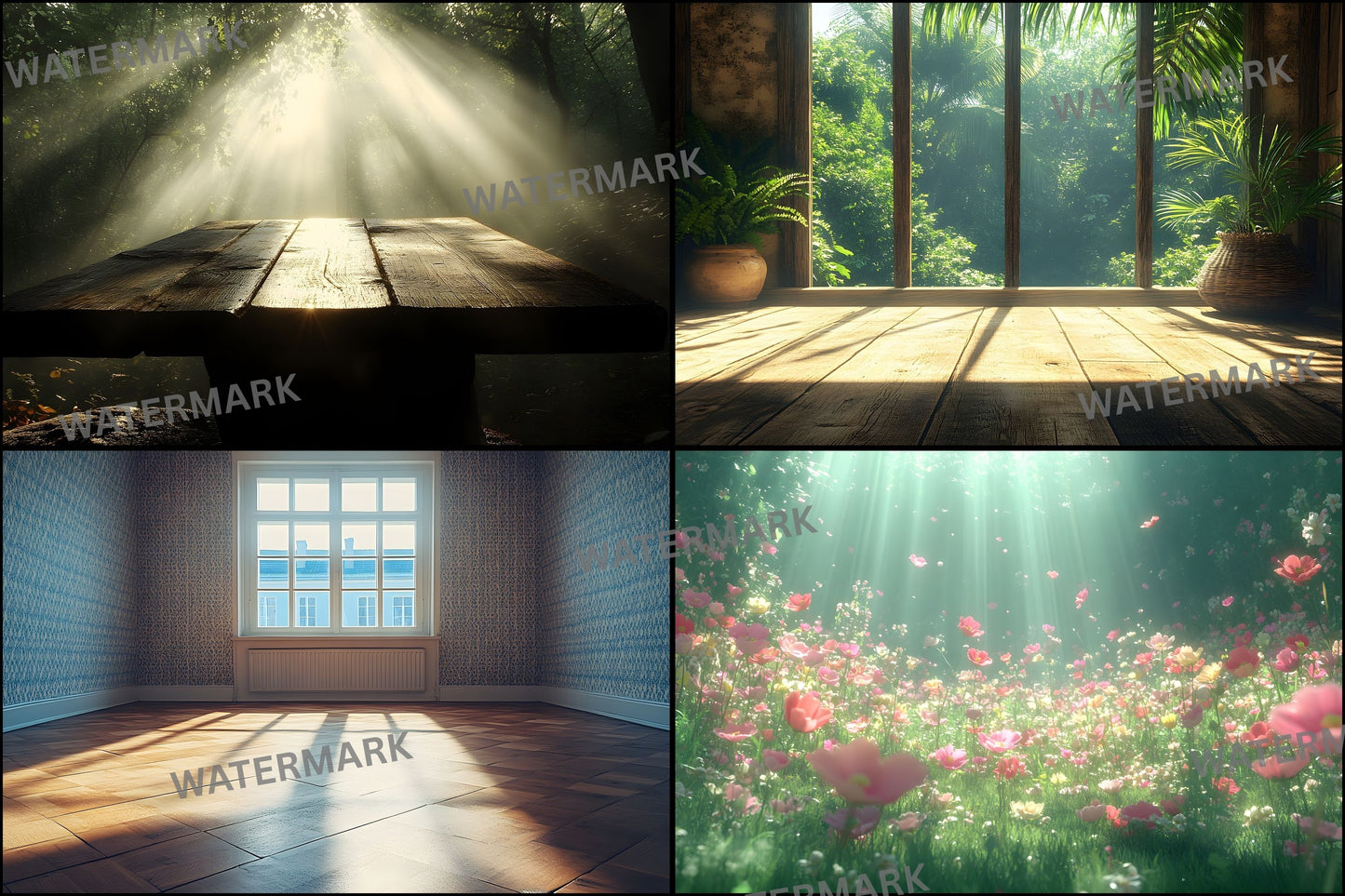 Vintage Sunlit Room Digital Backdrop, Wallpaper Photography Backgrounds, Cozy Interior Scene, High-Res Photo