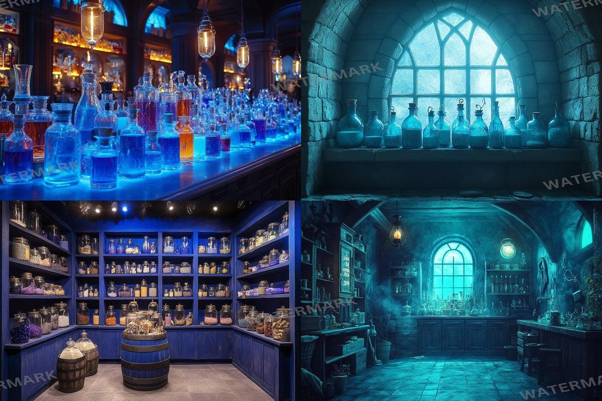 Blue Witchs Apothecary Photography Backdrops for Digital Artists Photographers Designers - High-Quality 00x00px