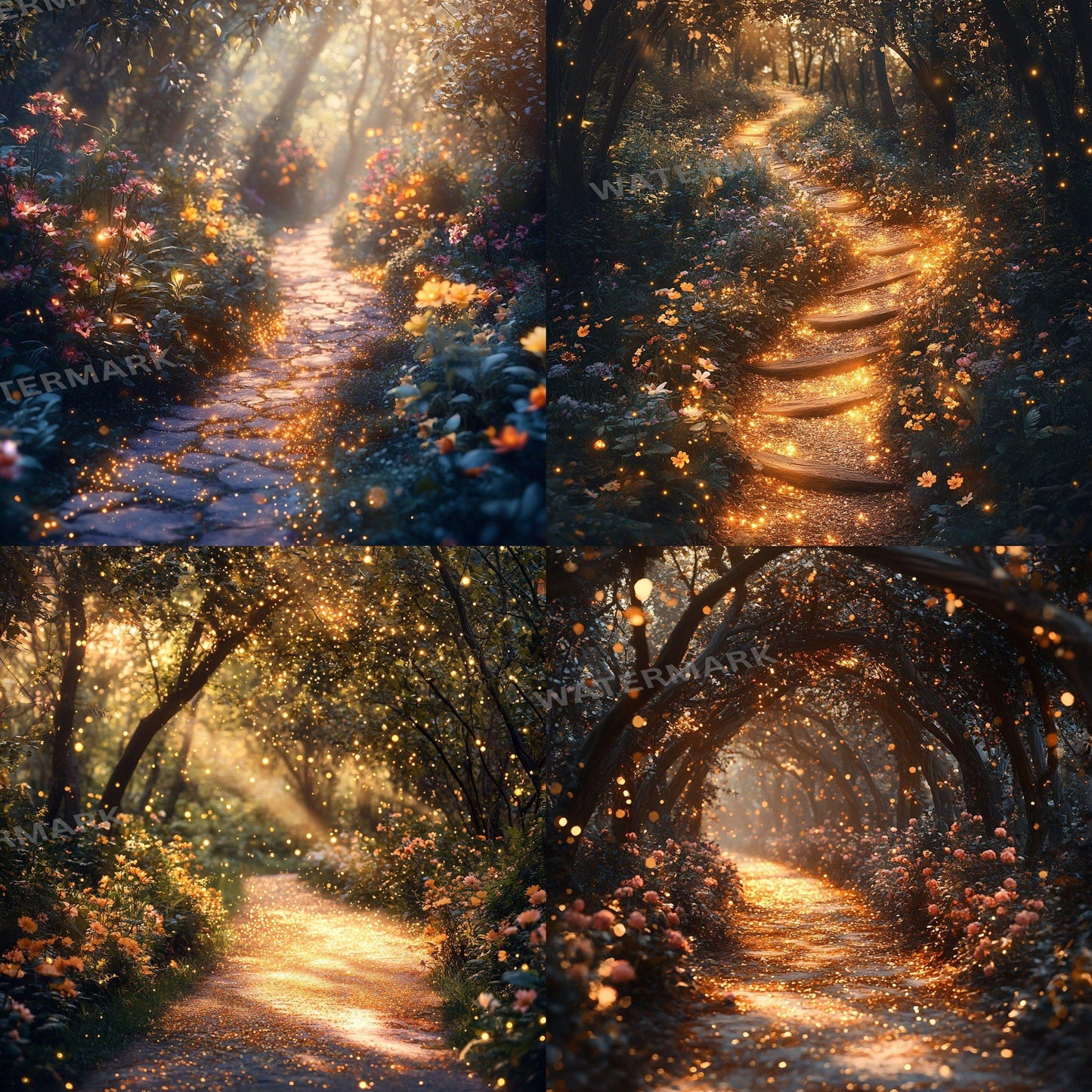 Pixie Dust Pathway Digital Photography Backdrops - Enchanted Forest Photoshop Overlays - Fairy Tale Backgrounds - Master Composites