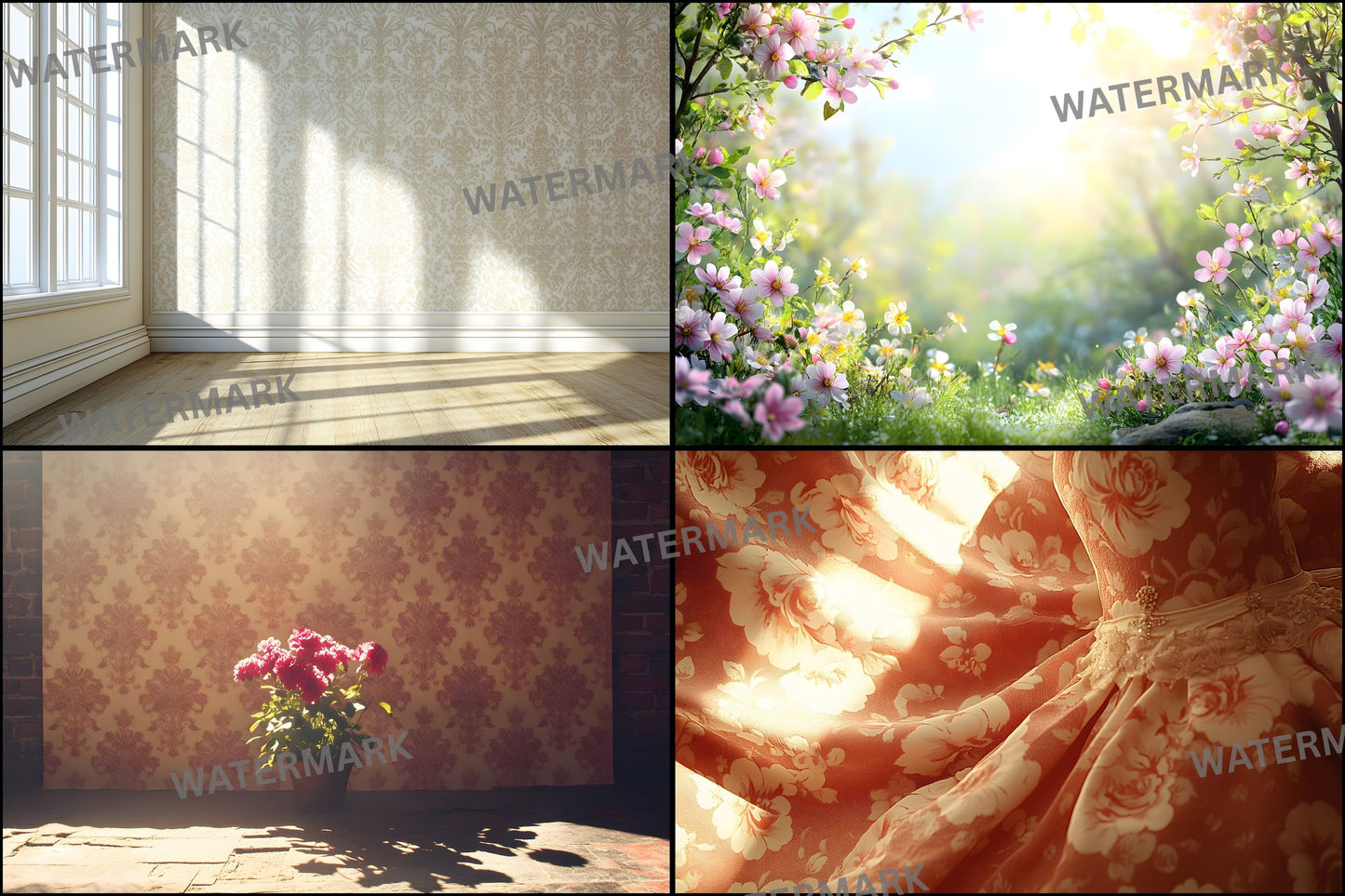 Vintage Sunlit Room Digital Backdrop, Wallpaper Photography Backgrounds, Cozy Interior Scene, High-Res Photo
