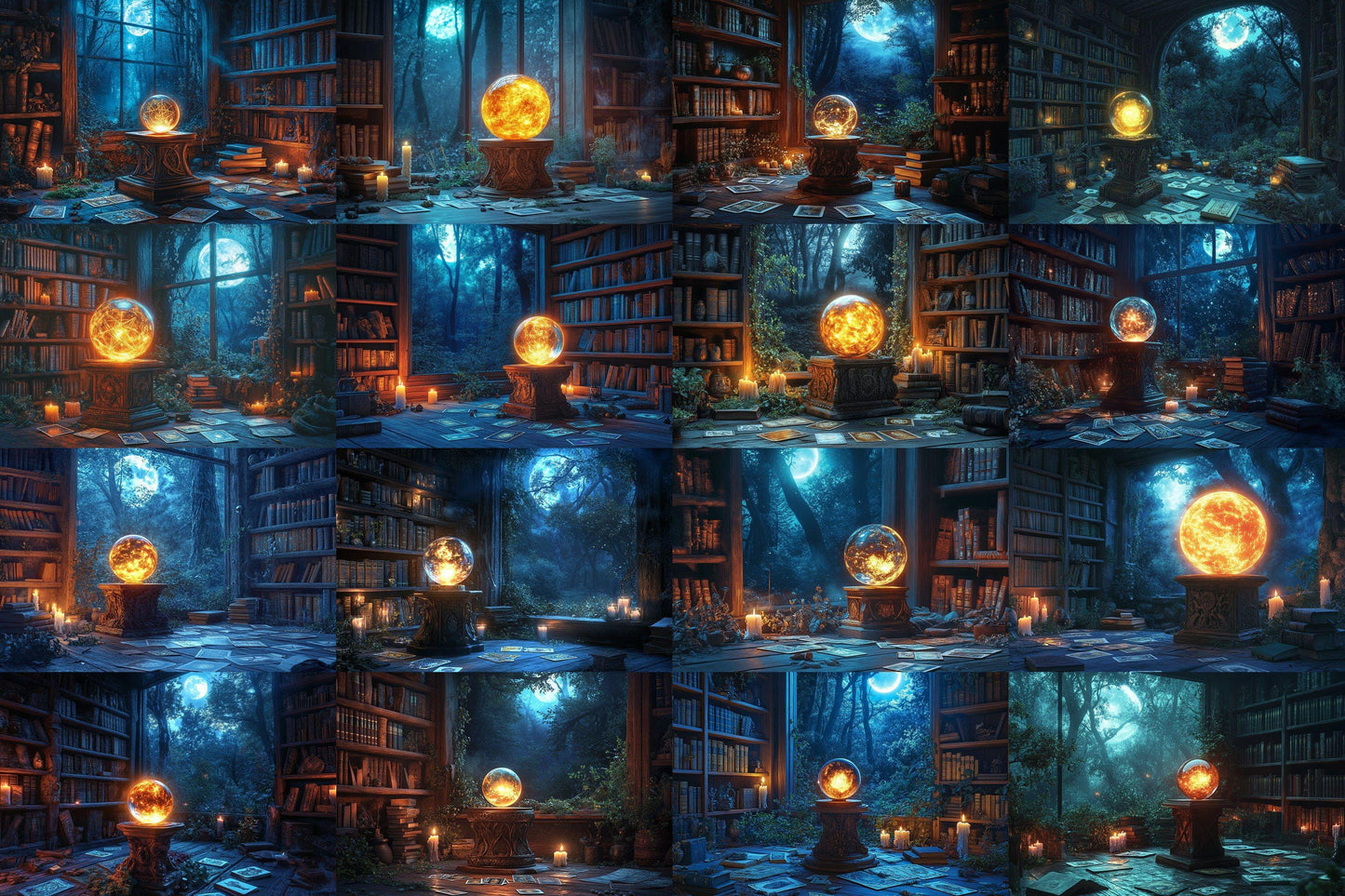 Witch Crystal Ball Backdrop: 4PNGs for Mystical Fortune Teller Photos, Magical Halloween Decor, Occult Divination Digital Backdrops