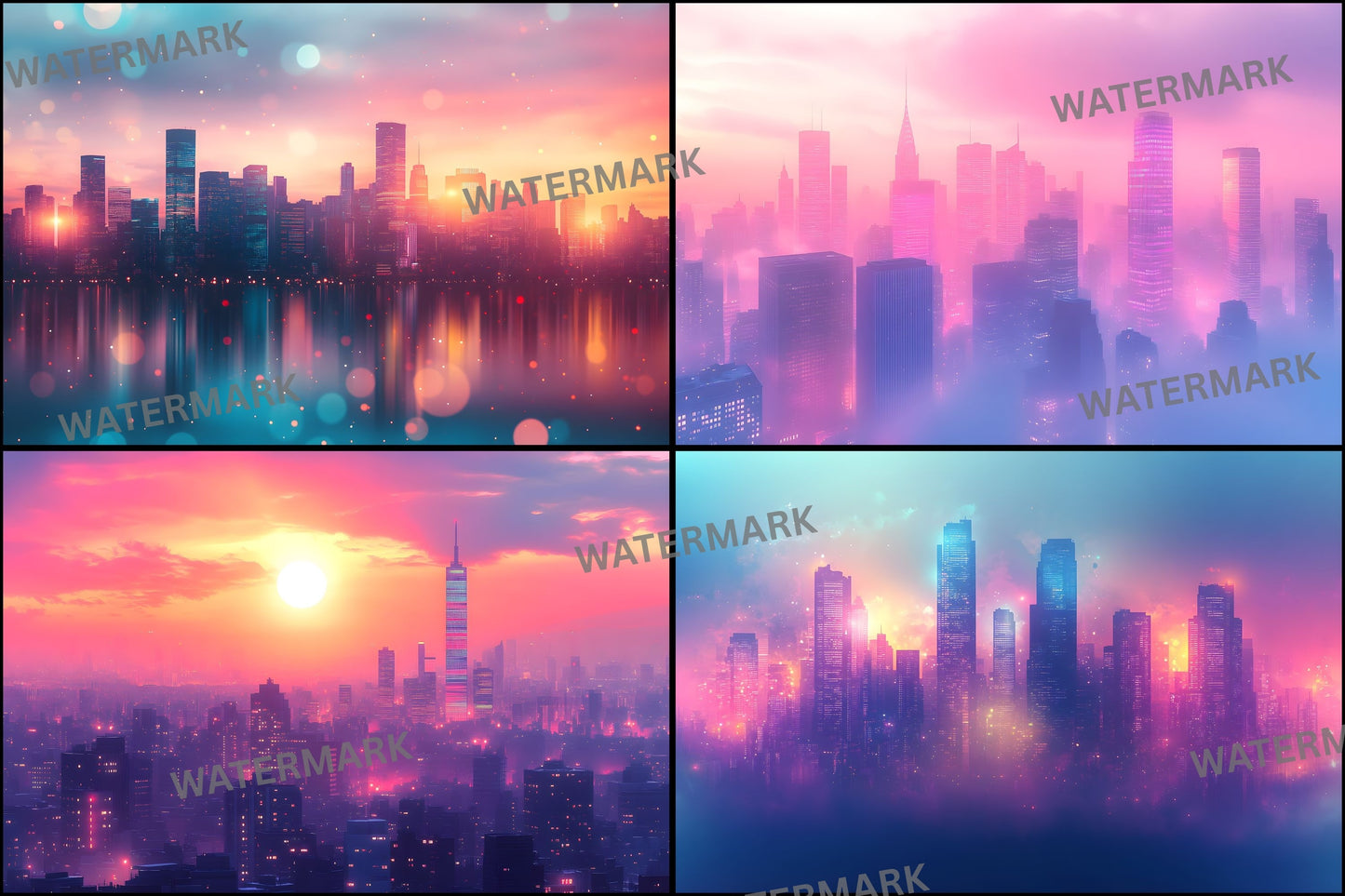 Abstract Skyline Digital Backdrop, Cityscape Photography Background for Composites, Modern Urban Photo Overlay, High-Resolution Image for Photographers