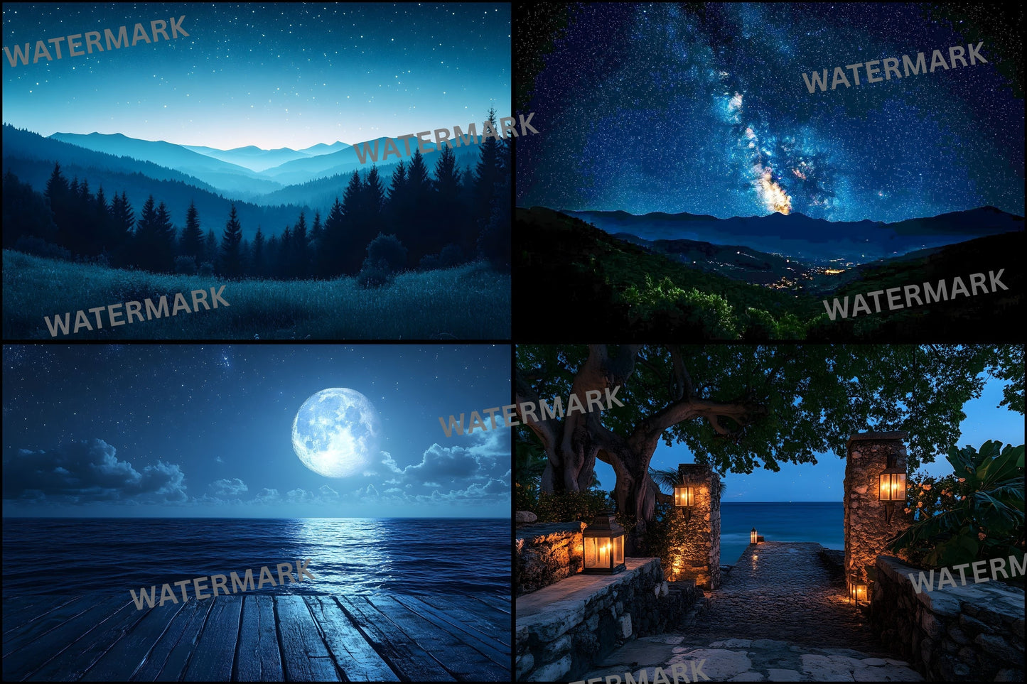 Starry Night Digital Backdrop Bundle, Dreamy Backgrounds for Photography, Celestial Photo Overlays, Magical Night Sky Scenes, LBXD