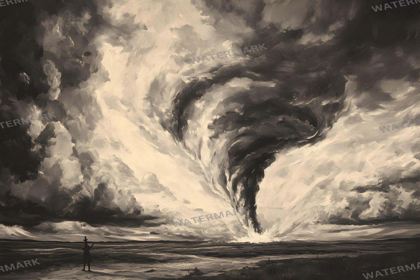 Tornado Swirling Above Kansas | Fantasy Green Cityscape Images | 1Magical Oz Backdrops | Dorothy Wizard of OZ Backdrops