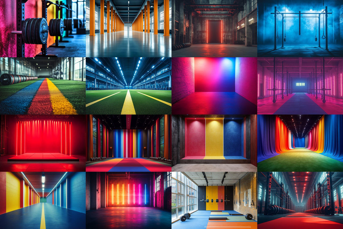 Crossfit Studio Backdrops, Modern Fitness Gym Interiors, Industrial Workout Spaces, Athletic Training Digital Backgrounds