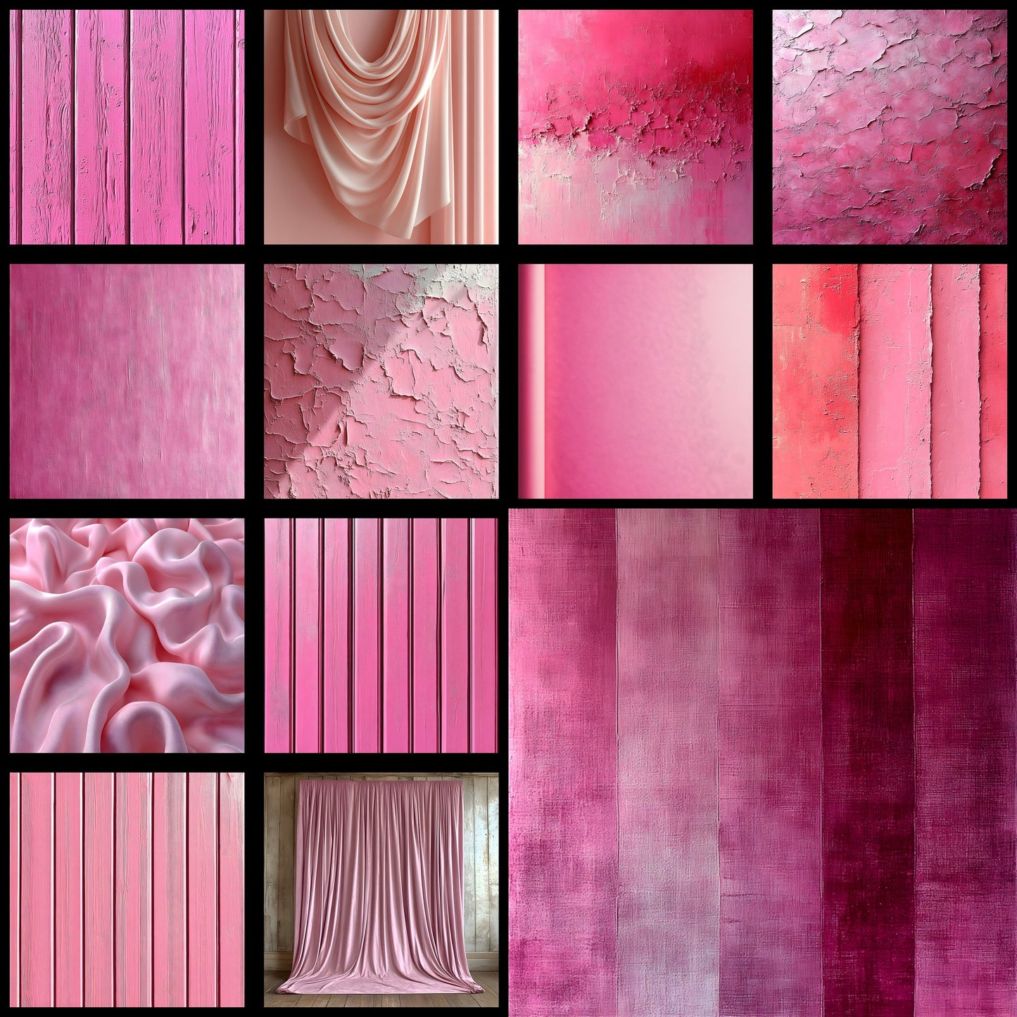 Pink Floral Photography Backdrop, Flower Wall Digital Background for Newborn, Wedding, Portrait, Photo Booth Prop