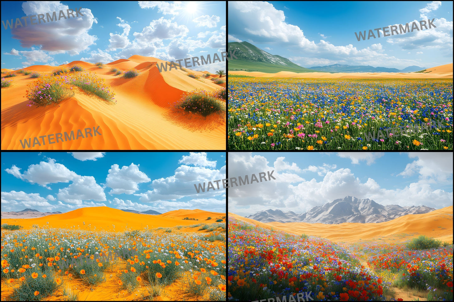 Desert Wildflower Digital Backdrop, Photography Background, Printable Desert Scene, Floral Photo Booth, High-Res Image Download