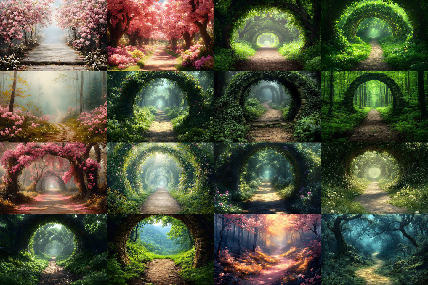 Enchanted Forest Backdrops for Photography ��������� Magical Digital Portraits Backgrounds, Magic Woodland, Lush Green Tree & Floral Backdrops
