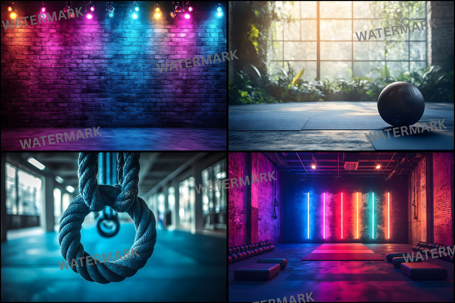Crossfit Gym Digital Backdrop, Fitness Studio Background, Workout Photography Prop, Exercise Training Photo Overlay, Sporty Scene