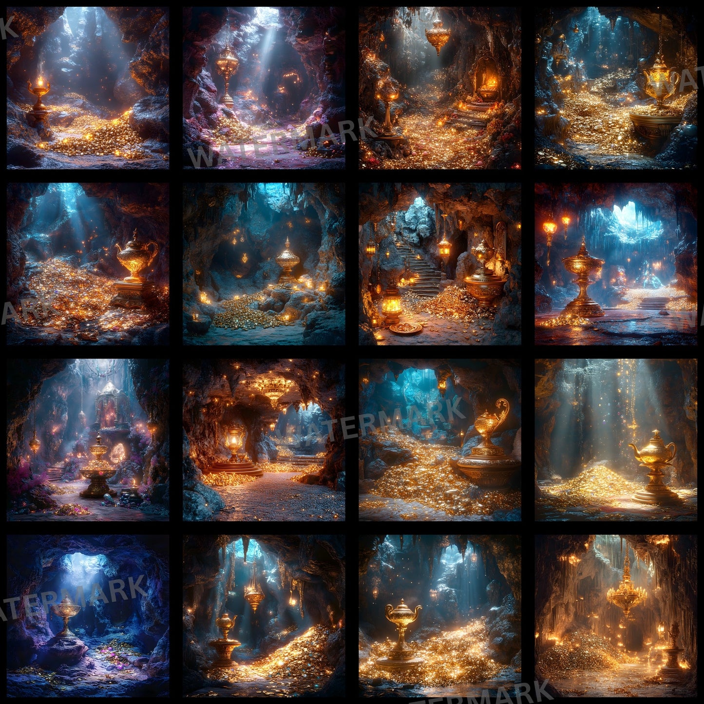 Aladdin's Cave Digital Backdrop, Enchanted Arabian Nights Background, Square Photography Prop, Fantasy Photo Booth, Magical Adventure Scene, JPEG Images