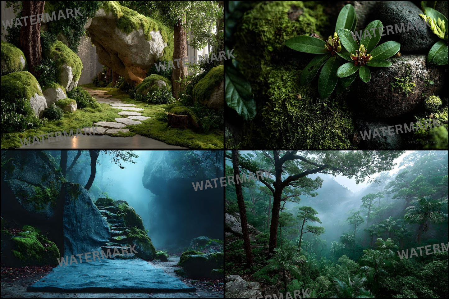 Tropical Forest Digital Backdrop, Lush Greenery Background for Photography, Nature Photo Prop High-Resolution Image Download