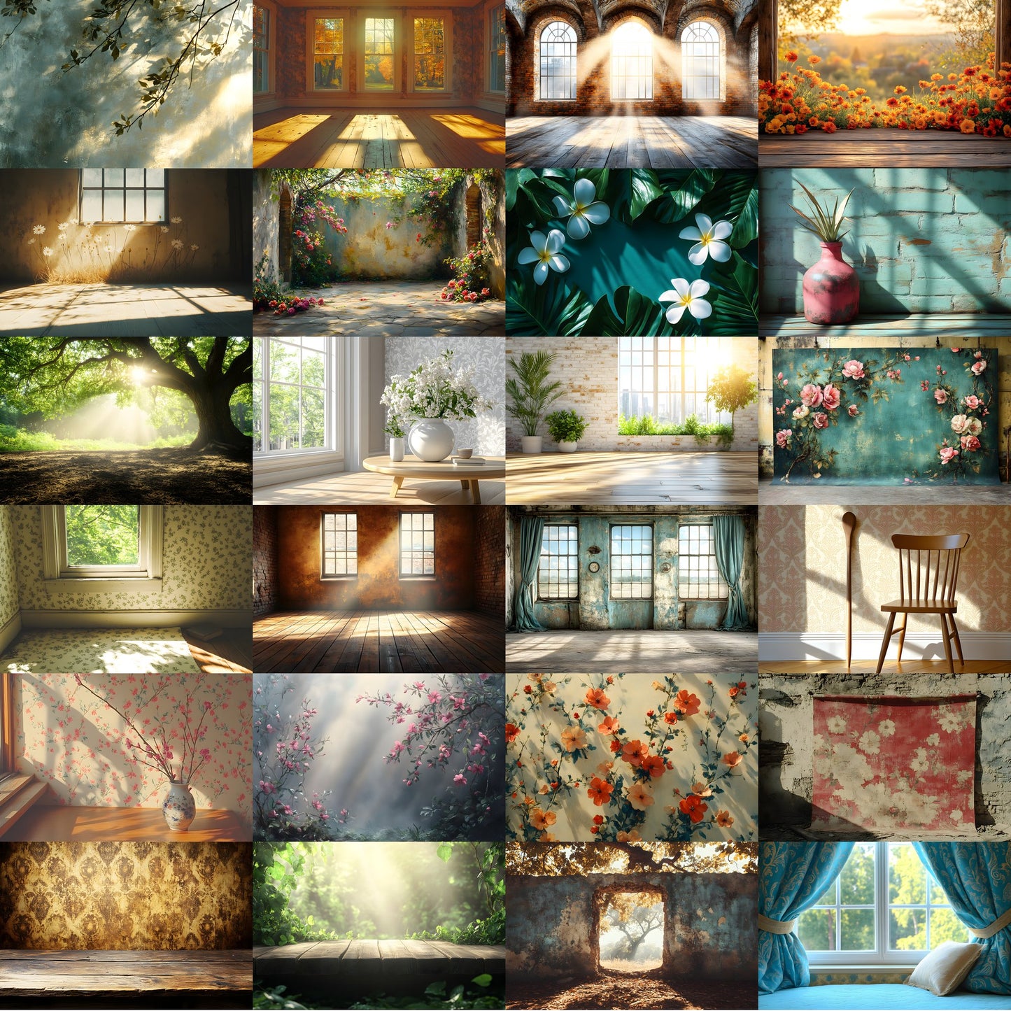 Vintage Sunlit Room Digital Backdrop, Wallpaper Backgrounds, Photography, Cozy Interior Scene, High-Resolution Images, Photo Overlays