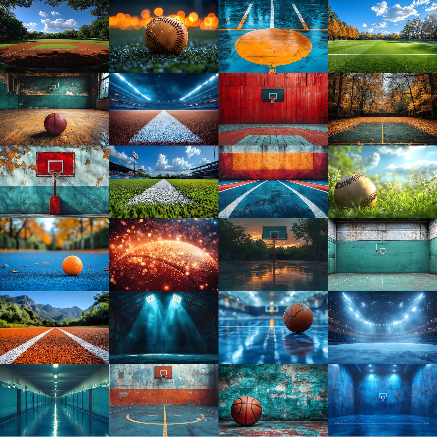 Sports Photography Backdrop Bundle, Action Scene Digital Backgrounds for Athlete Portraits, Team Photo Day, High Resolution Images