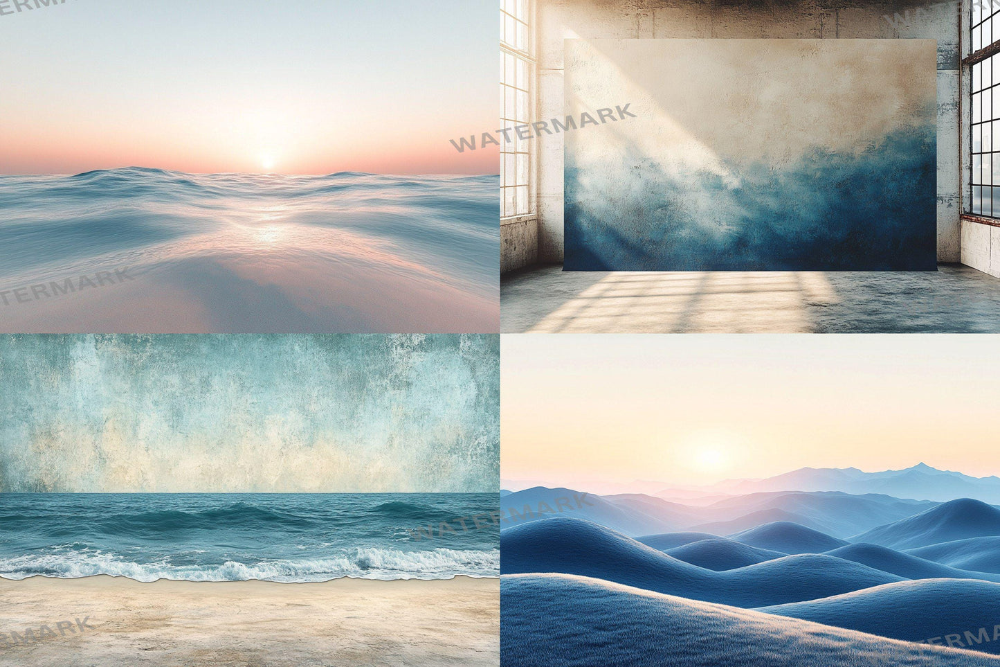 Modern Coastal Gradient Digital Backdrops - High-Resolution PNGs for Photography 00x00px Commercial Use SB696