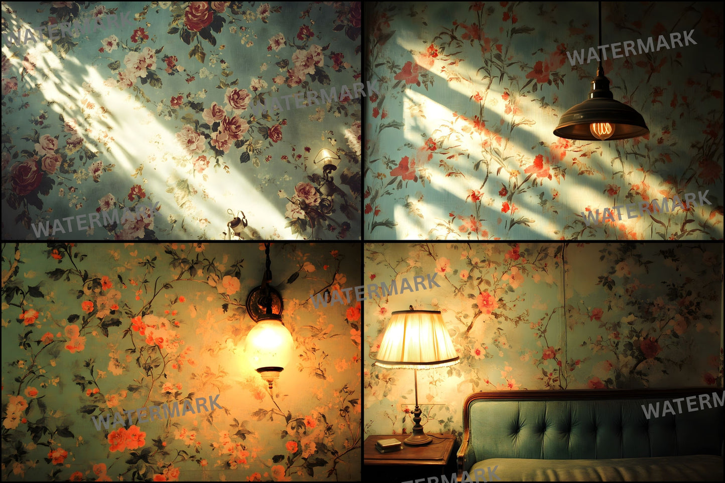 Vintage Wallpaper Room Digital Backdrop, Photography Backgrounds, Antique Interior Photo Prop, High-Resolution Download for Photographers