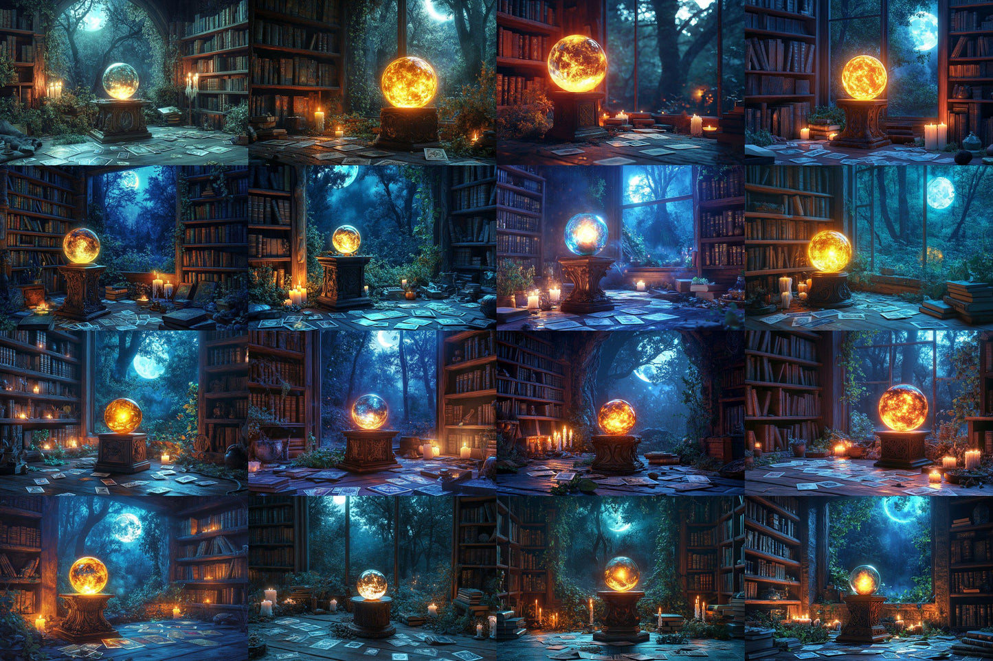 Witch Crystal Ball Backdrop: 4PNGs for Mystical Fortune Teller Photos, Magical Halloween Decor, Occult Divination Digital Backdrops