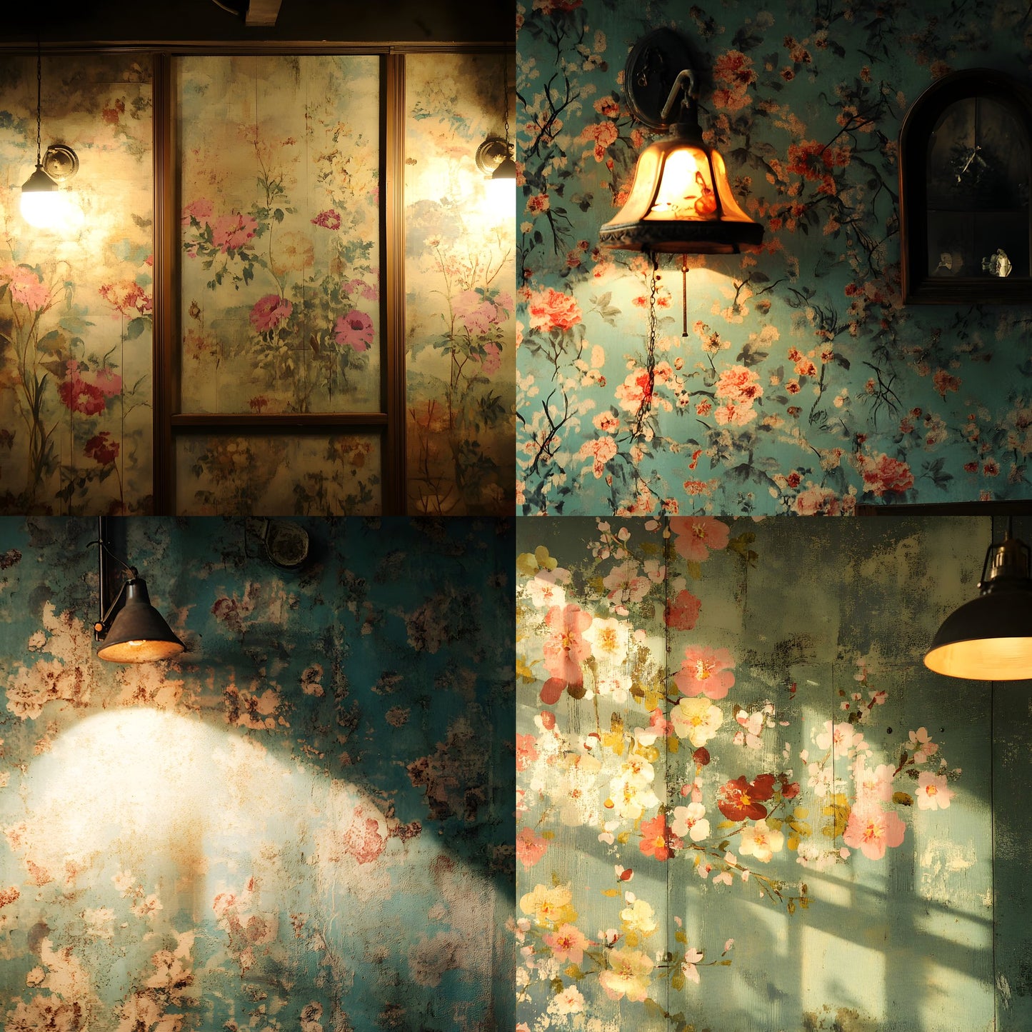 Vintage Wallpaper Room Digital Backdrop, Photography Backgrounds, Antique Interior Photo Prop, High-Res Download for Photographers