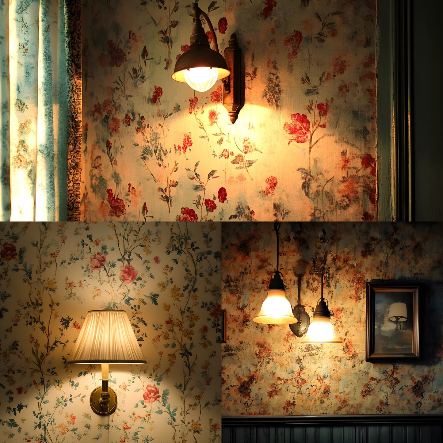 Vintage Wallpaper Room Backdrops, Photography Backgrounds, Digital Download for Portrait Photography,Texture Photo Booth Backdrop