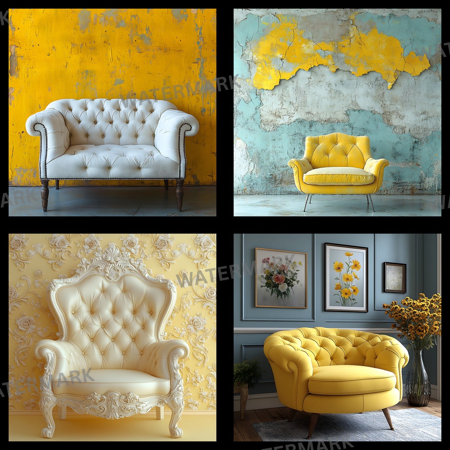 Yellow Pastel Room Digital Backdrop, Square Photography Background for Etsy Shop, Product Flat Lay, Social Media Mockup, Commercial Use