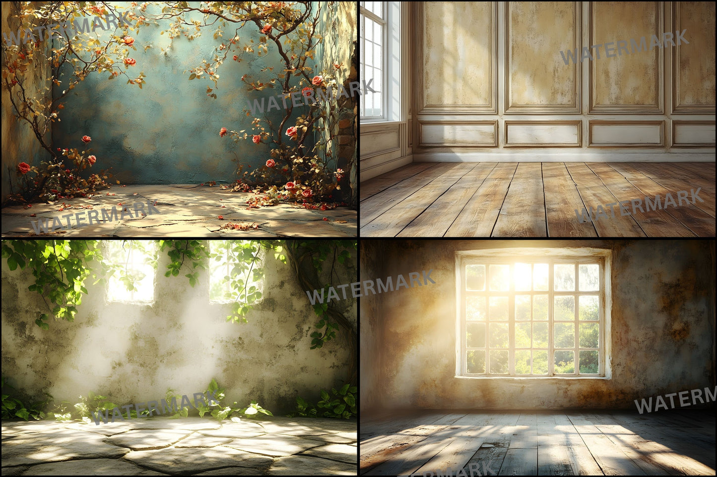 Vintage Sunlit Room Digital Backdrop, Wallpaper Backgrounds, Photography, Cozy Interior Scene, Photo Prop, Dreamy Light