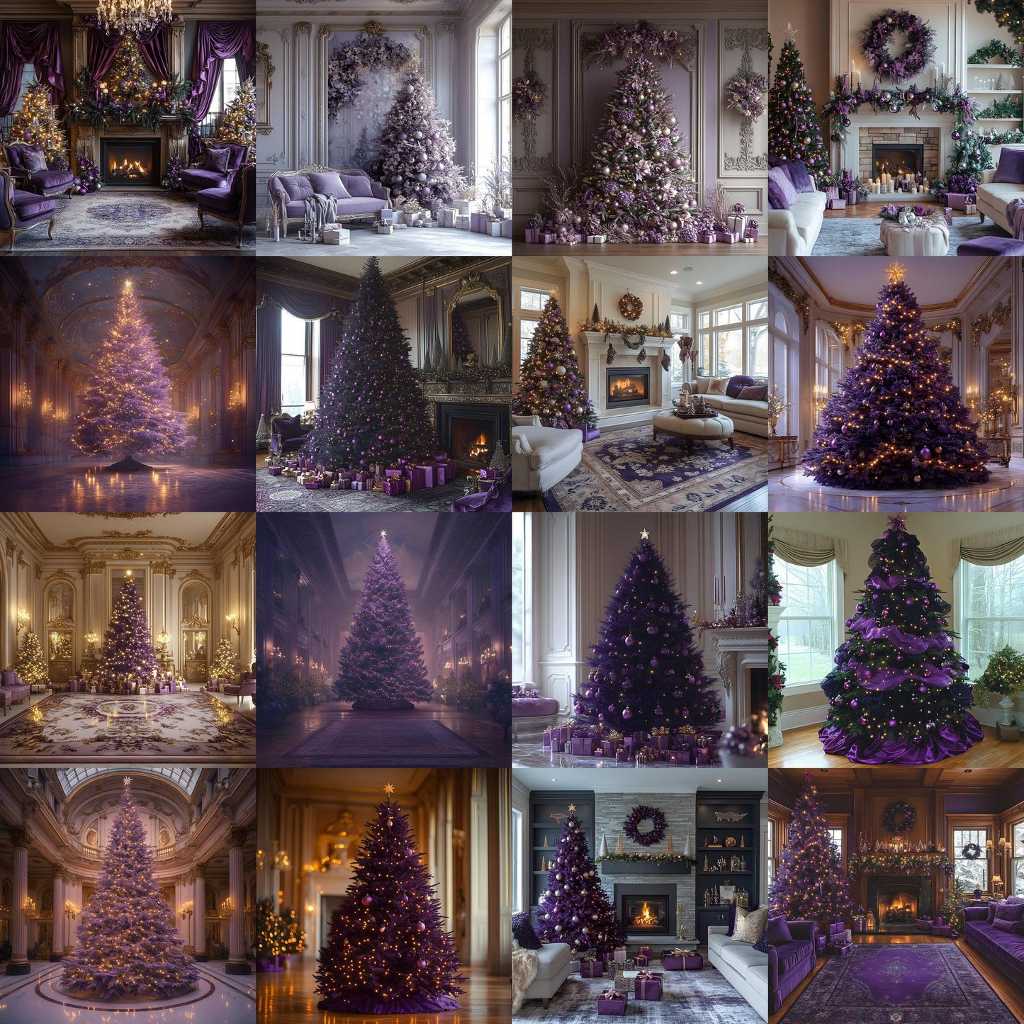 Amethyst Christmas Backdrops | Violet, Purple Christmas Festive Backdrops, Holiday Season Christmas Background