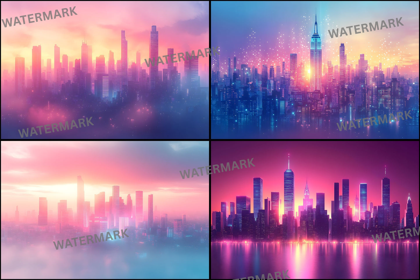Abstract Skyline Digital Backdrop, Cityscape Photography Background for Composites, Modern Urban Photo Overlay, High-Resolution Image for Photographers
